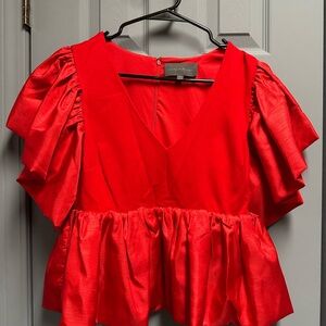 Sunday in Brooklyn Scarlet Ruffle Blouse